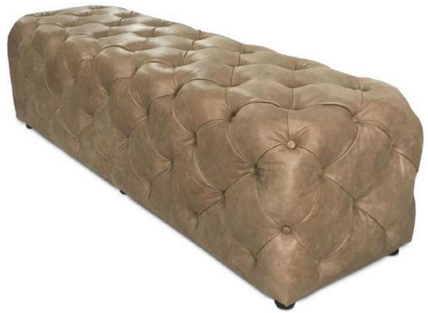 Casa Padrino Luxus Chesterfield Echtleder Sitzbank Braun 158 x 47 x H. 45 cm - Chesterfield Möbel Bild 1