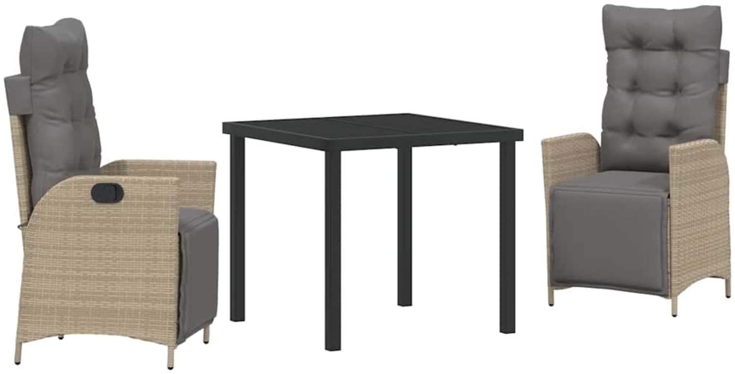 vidaXL Garten Essgruppe mit Kissen 3 pcs Beige Poly-Rattan 3380561 Bild 1