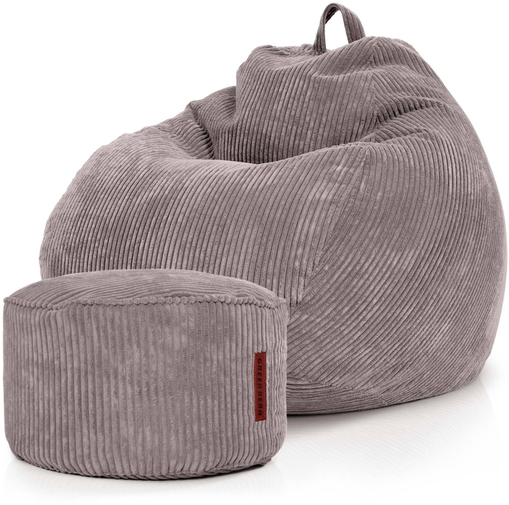 Green Bean® 2er Set Indoor XXL Sitzsack + Pouf mit EPS-Perlen Füllung - Grau Bild 1