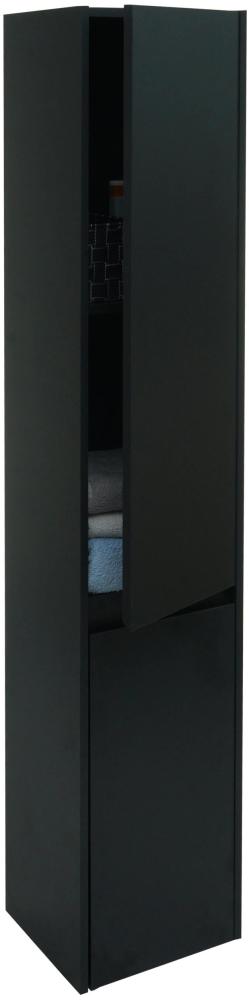 Hängeschrank HWC-L86, Badschrank Highboard Hochschrank, FSC® Melamin 2 Türen 3 Fächer 160x33cm ~ schwarz Bild 1