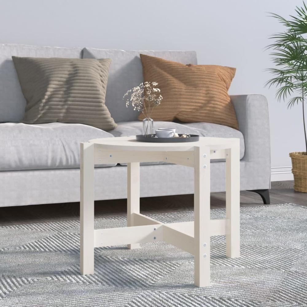 vidaXL Couchtisch Weiß Ø 62,5x45 cm Massivholz Kiefer 822303 Bild 1