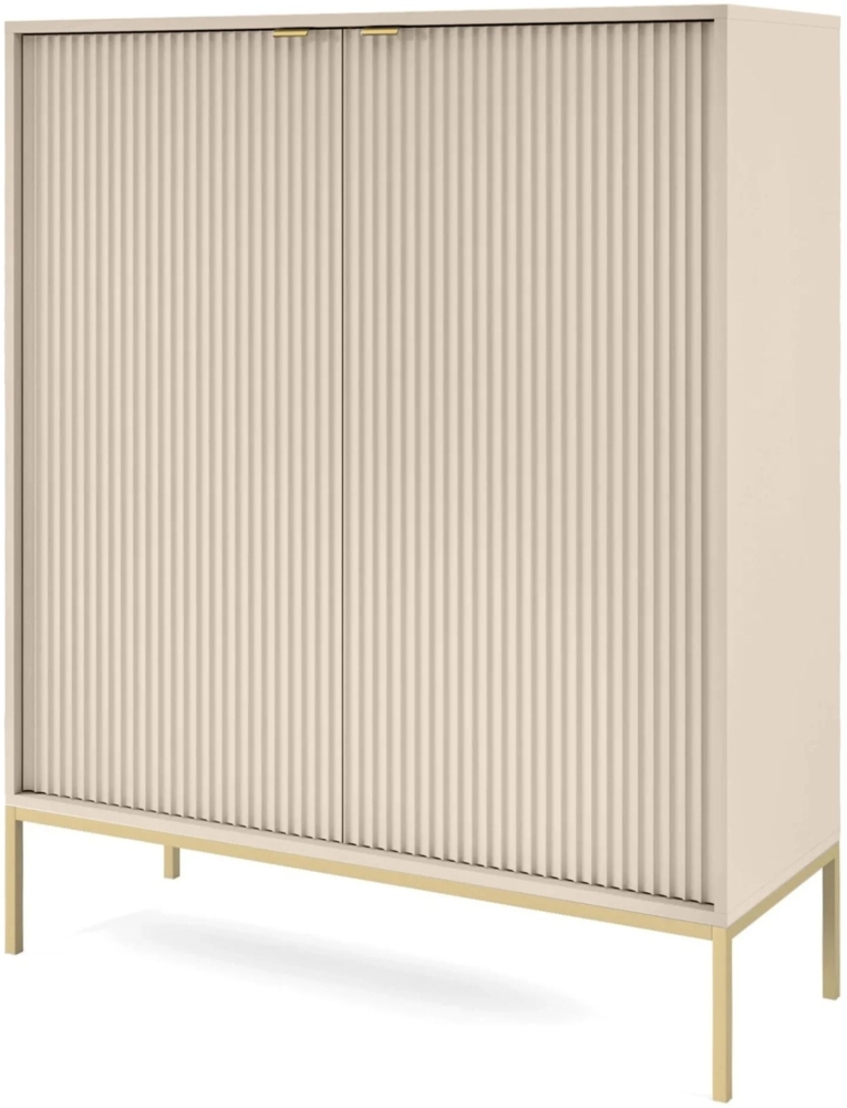 Selsey 'Vellore' Highboard 2-türig, beige mit goldfarbenem Gestell, ca. 125 x 104 x 39 cm Bild 1