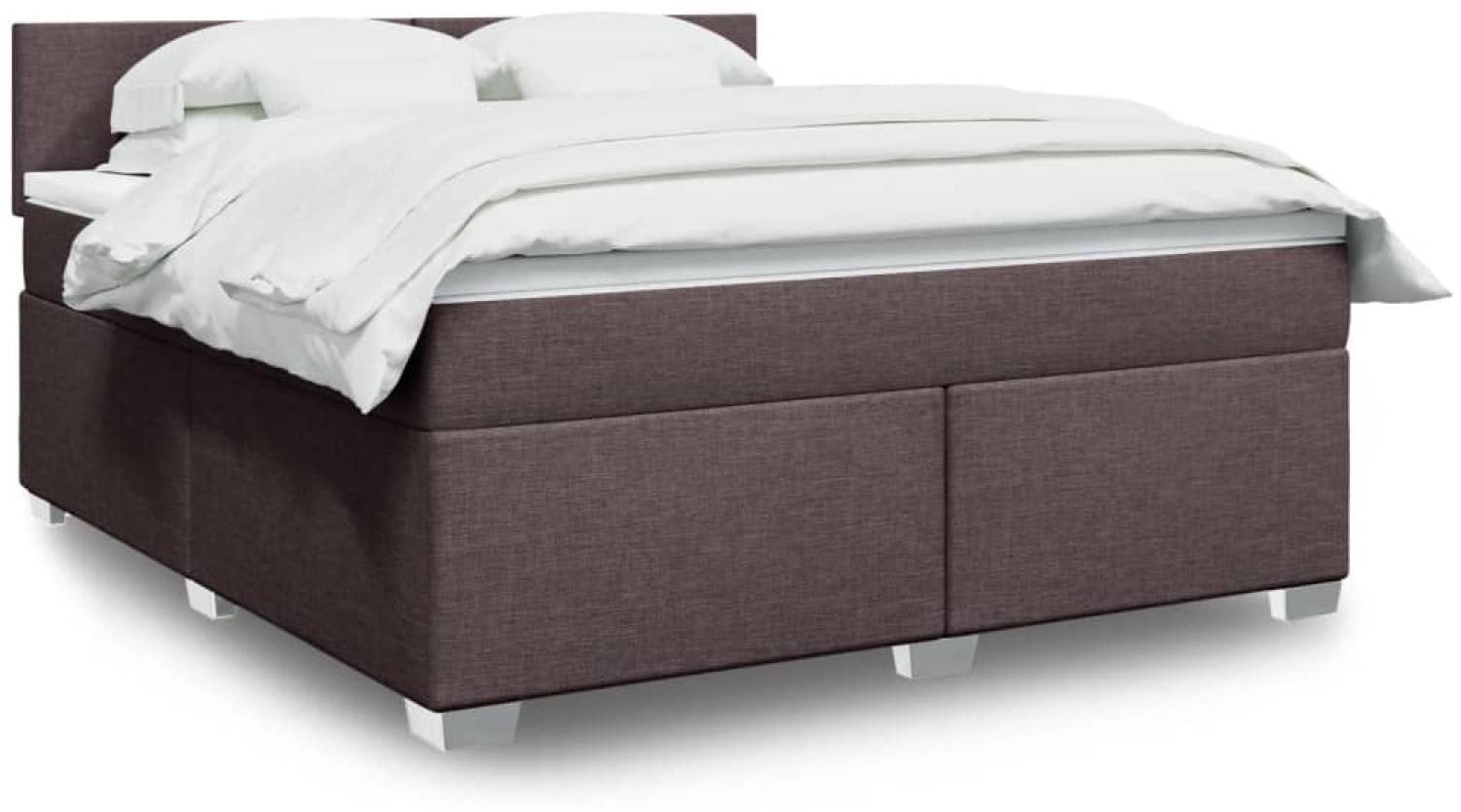 vidaXL Boxspringbett mit Matratze Dunkelbraun 180x200 cm Stoff 3288263 Bild 1