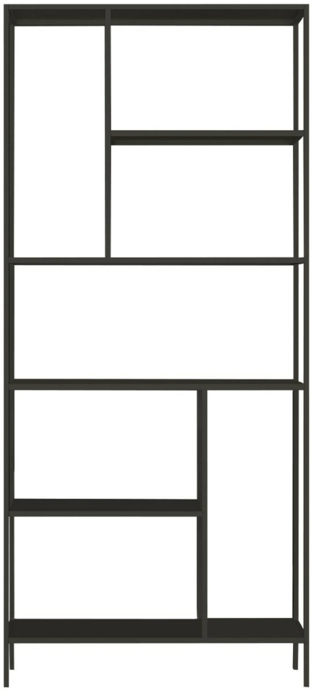 Dmora Bücherregal Cenadi, Büroregal, Mobiler Buchhalter, Bücherbrett, 80x30 h188 cm, Schiefer Bild 1