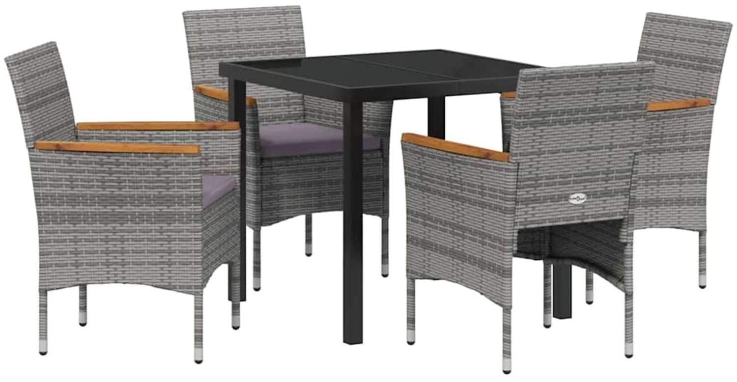 vidaXL Garten Essgruppe mit Kissen 5 pcs Grau Poly Rattan 3379759 Bild 1