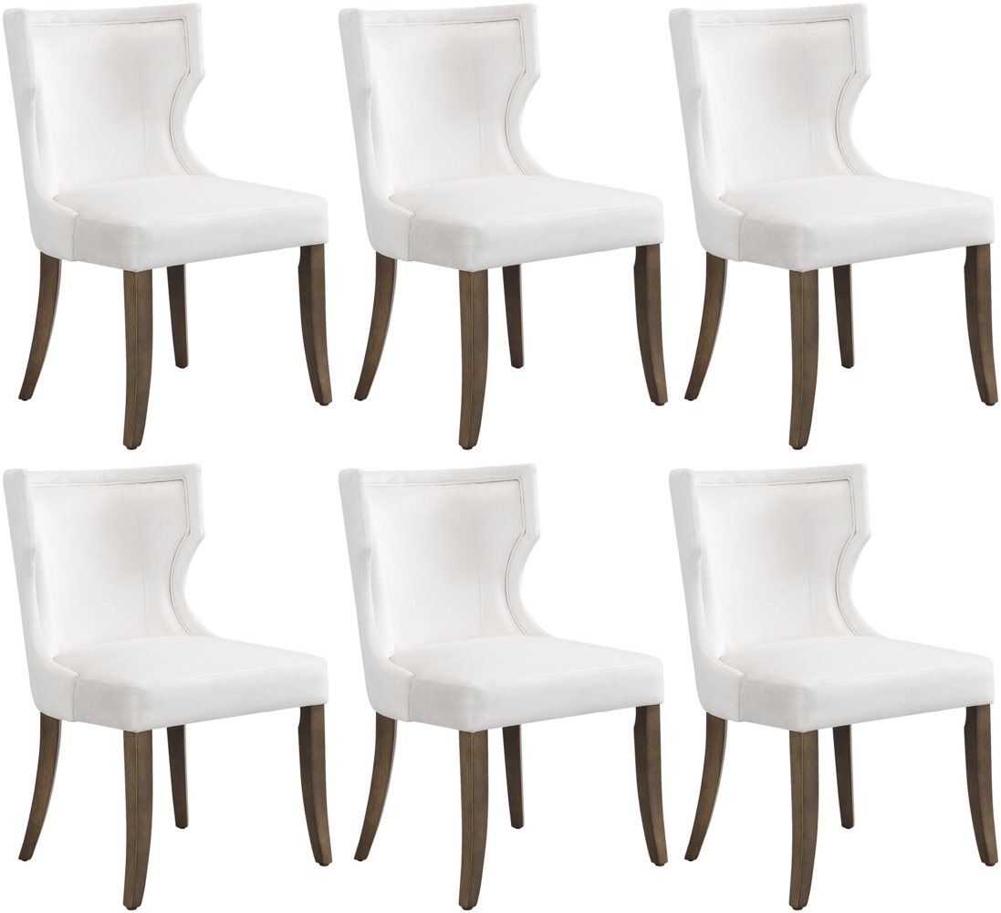 Merax Esszimmerstuhl aus Samt, 6er-Set mit Beinen aus Massivholz, dickes Kissen, verstellbare Beine, Schlafzimmerstuhl, Küchenstuhl, Wohnzimmer-Loungesessel, Beige Bild 1