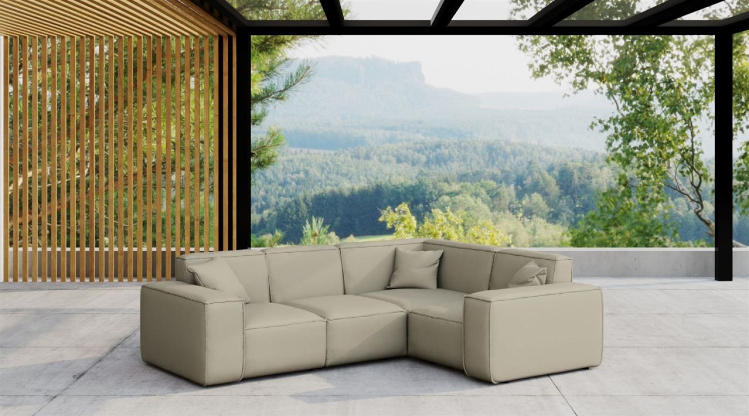 Garten Ecksofa SUMMER wetterfester Stoff NXL Toffee kurzer Schenkel Rechts Bild 1