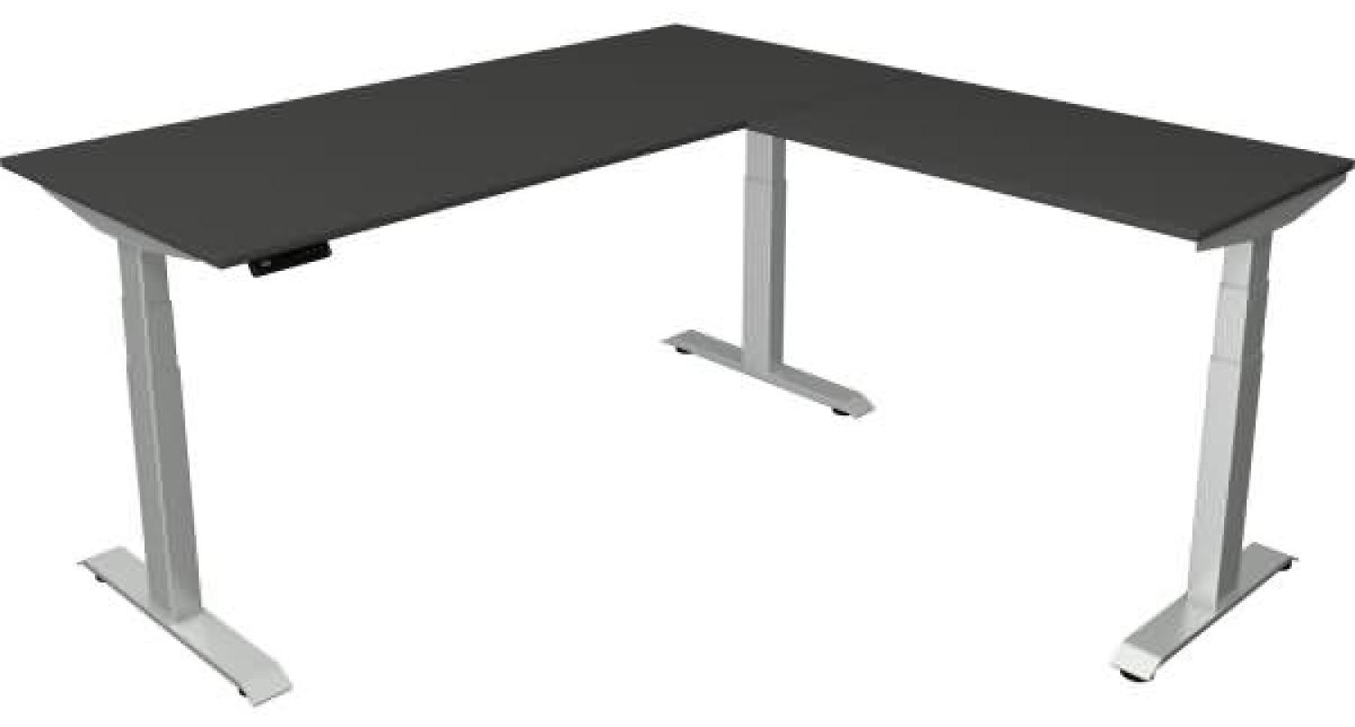 Kerkmann Schreibtisch Sitz-Stehtisch Move 4 silber 180x80x64-129cm mit Anbau elektr. höhenverstellbar anthrazit Bild 1