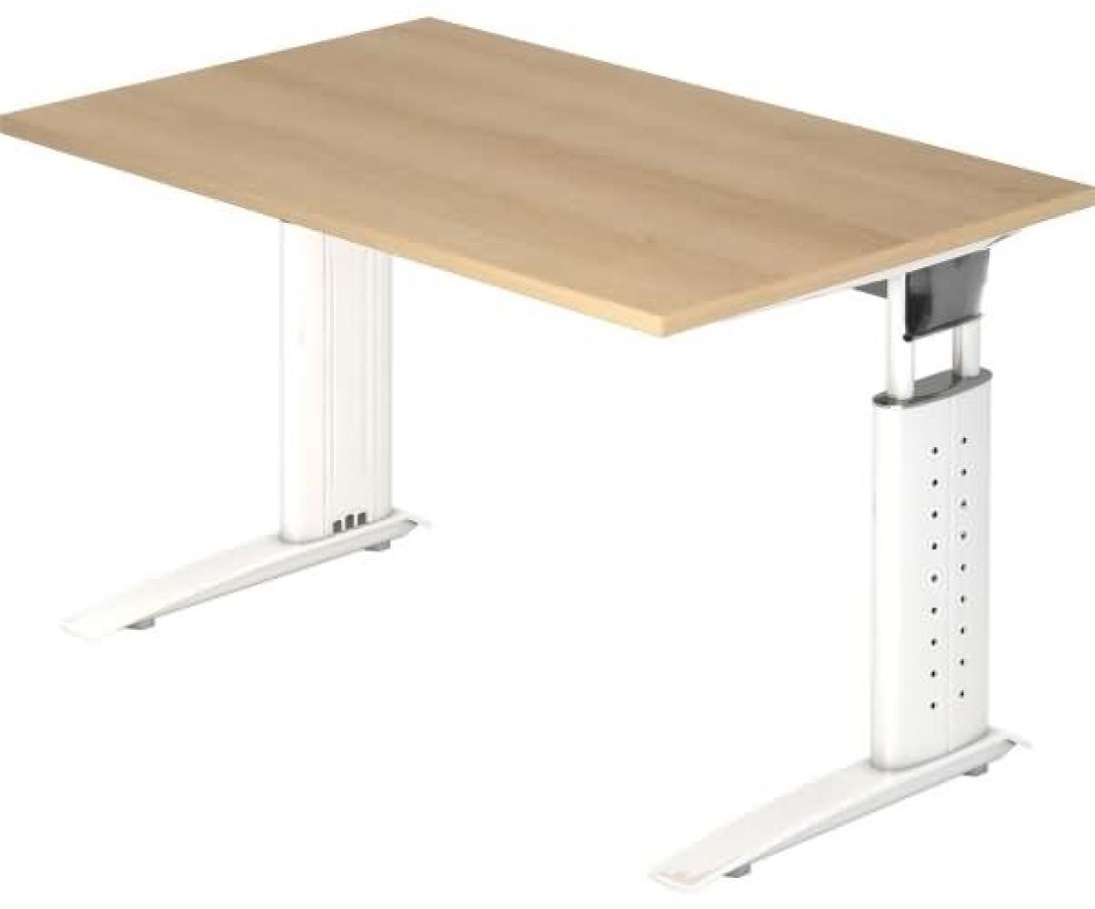 Schreibtisch US12 120x80cm Eiche Gestellfarbe: Weiß Bild 1