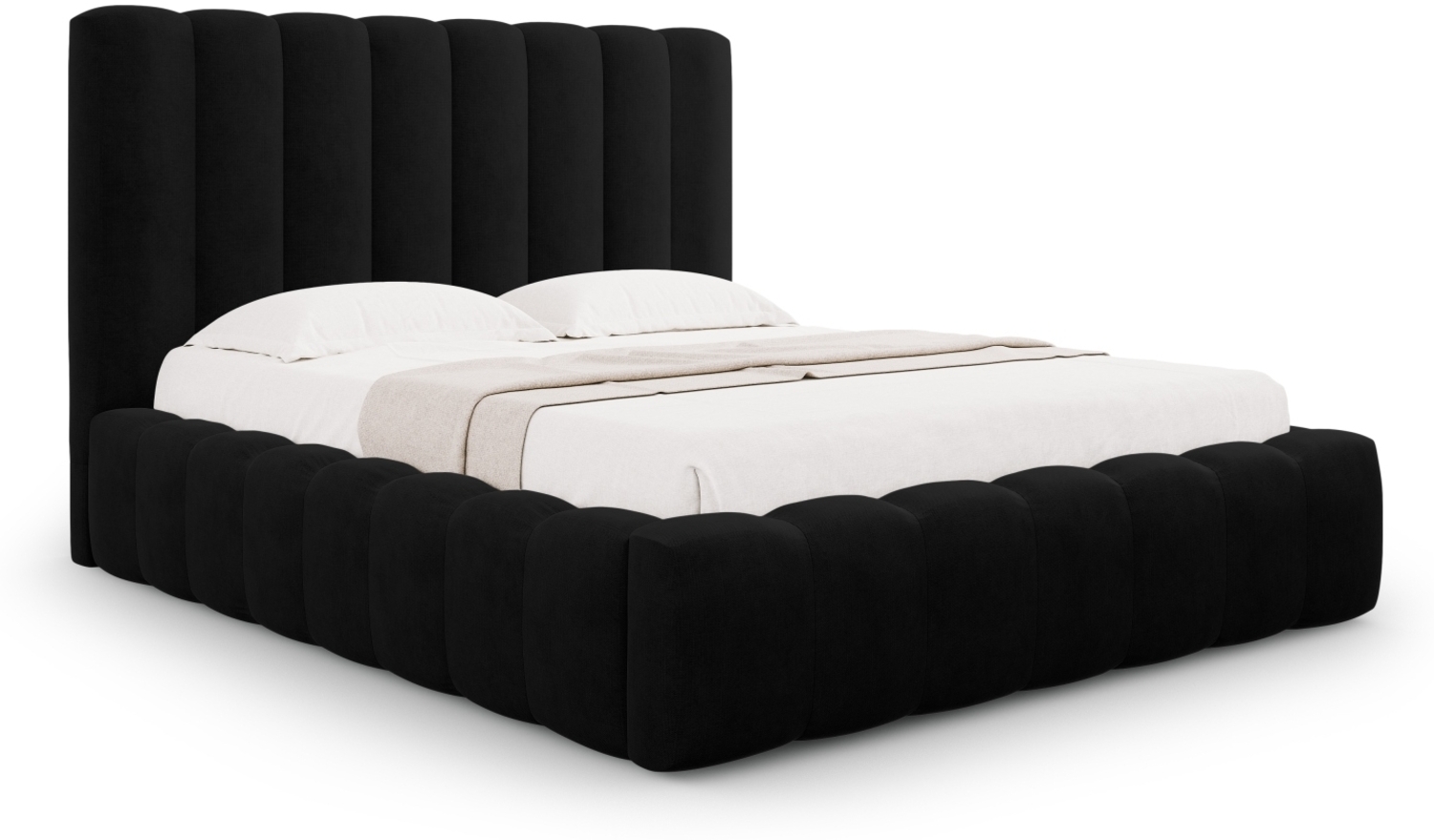 Micadoni Bett Kelp Strukturierter Stoff Schwarz 160x200 Bild 1