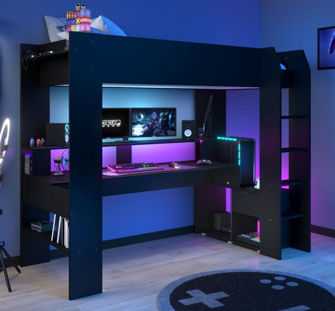 Parisot Hochbett Online1 in schwarz Gaming Bild 1
