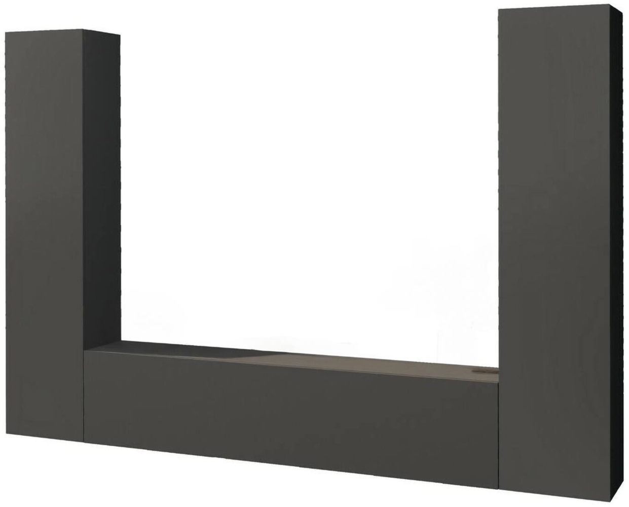 Dmora Ausgestattete Wand Natasha, 3-türiges TV-Ständer-Wohnzimmerset, Mehrzweck-Wohnzimmermöbel, 100 % Made in Italy, 260 x 30 x 180 cm, Anthrazit, Bild 1