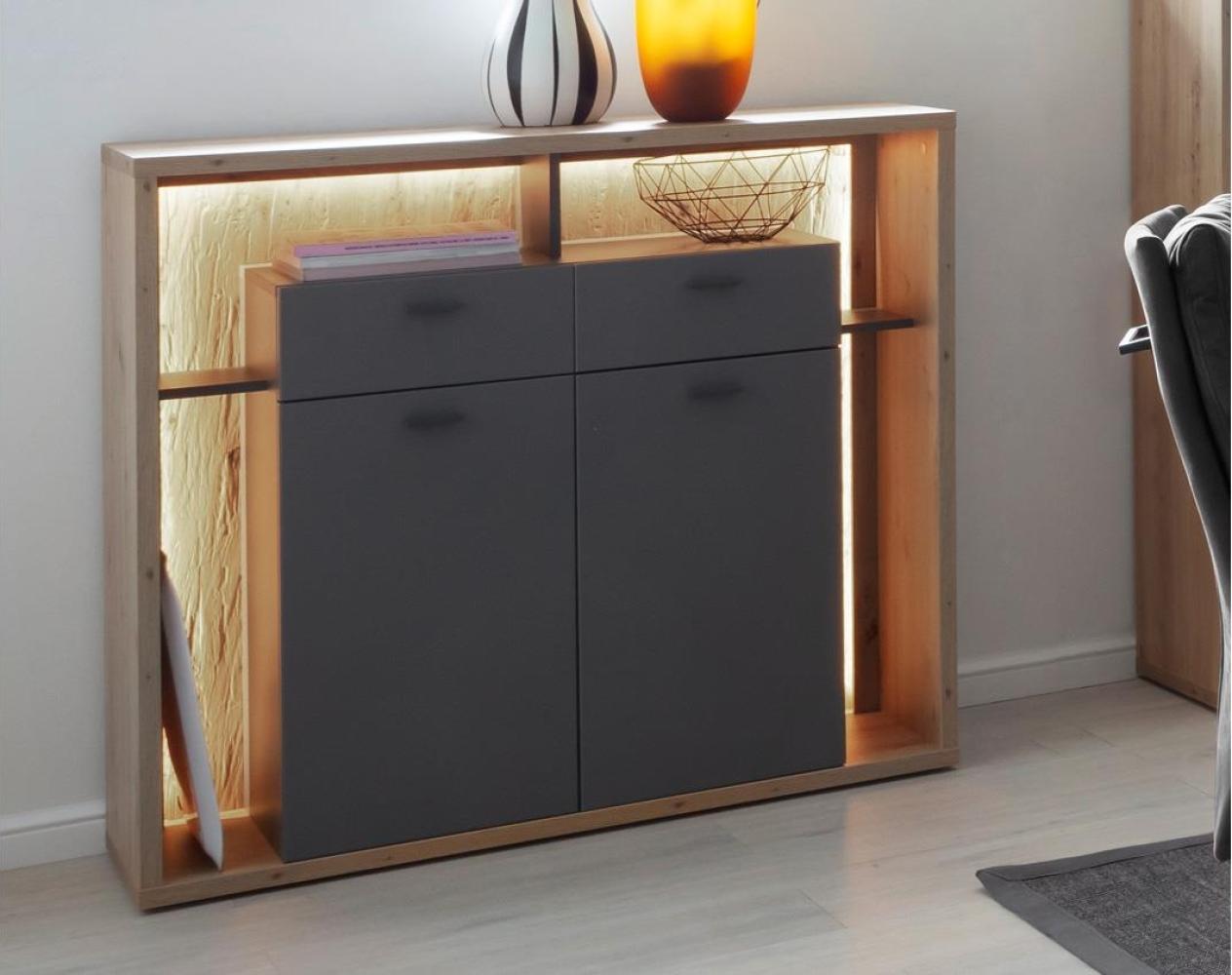 Großes Highboard Lizzano - Royal Grey / Balkeneiche Bild 1