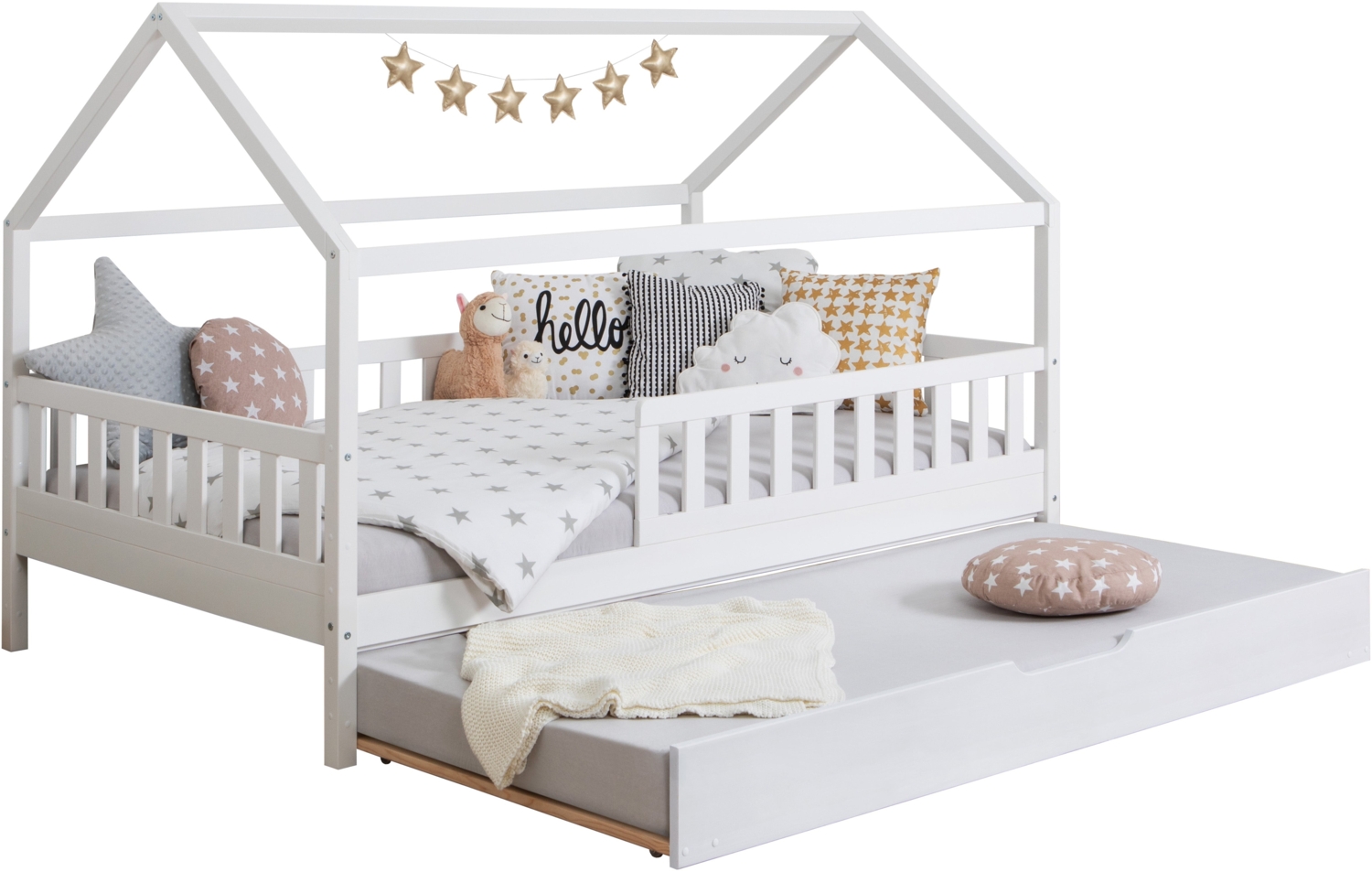Kinderbett Hausbett "Kay" 120x200 Kiefer Massiv Bild 1