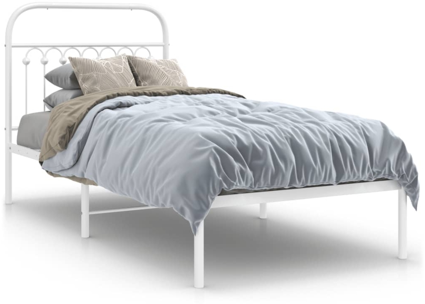 vidaXL Bettgestell mit Kopfteil Metall Weiß 90x190 cm 376641 Bild 1