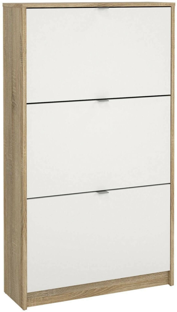 Dmora Schuhschrank Irina, Schuhregal, Mehrzweck-Eingangsgarderobe, Möbel für Schuhe, 70x24 h124 cm, Eiche und Weiß Bild 1