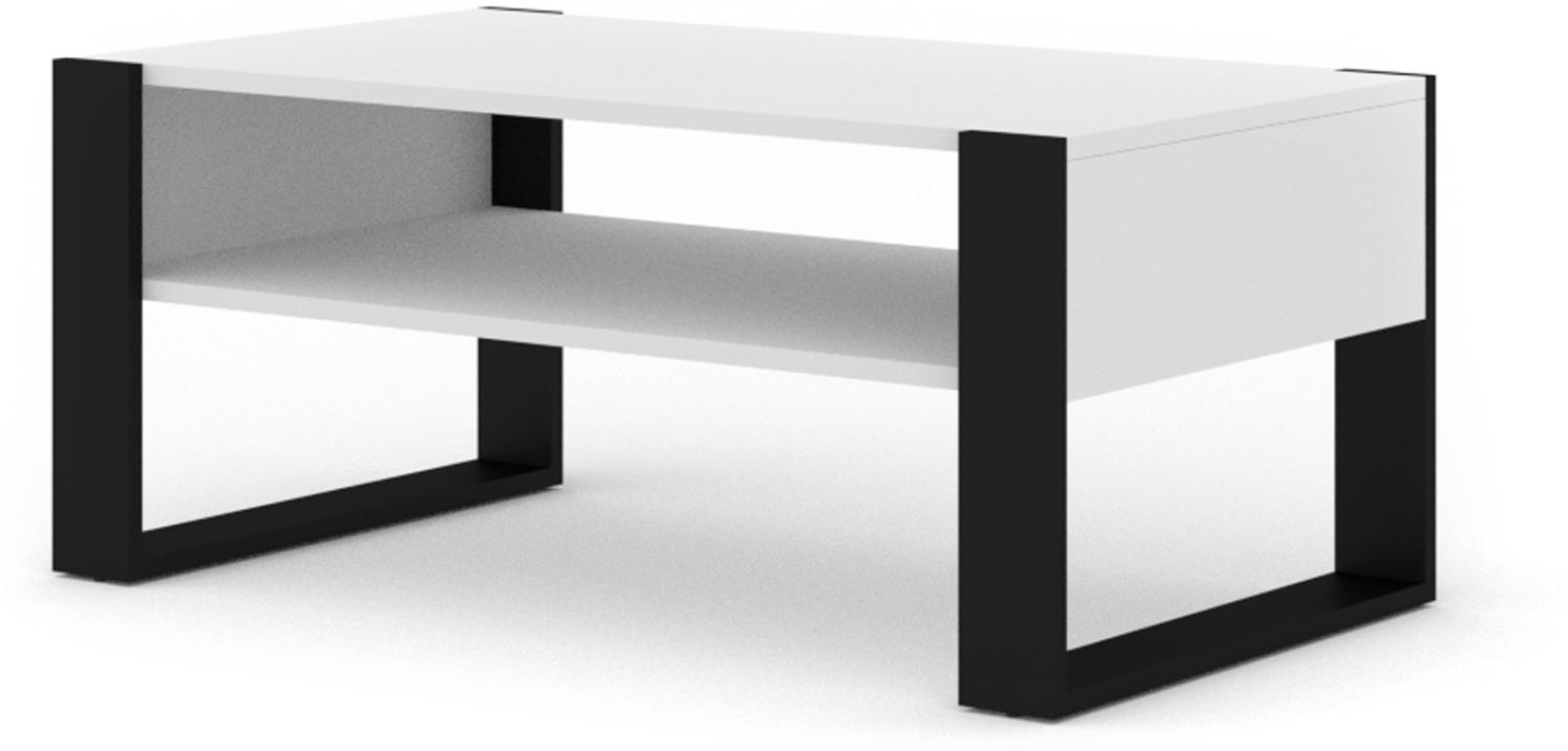 Domando Couchtisch Carrara M1 Modern Breite 110cm, Kufenoptik, schicker Kontrast in Weiß Matt und Schwarz Matt Bild 1