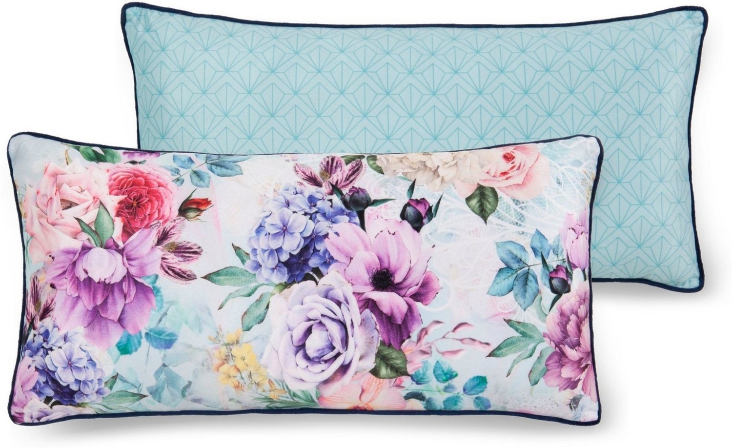 Descanso Dekokissen Anamin, Mit Füllung, 1 Stück, Mit Biese, 30x60, Wendeoptik, Weich, Blumen Bild 1