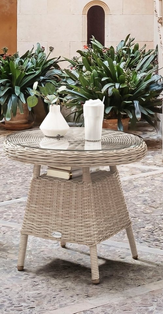 Destiny Gartentisch MALAGA, Ø: 60cm x H: 55cm, Aluminium, Polyrattan Bild 1
