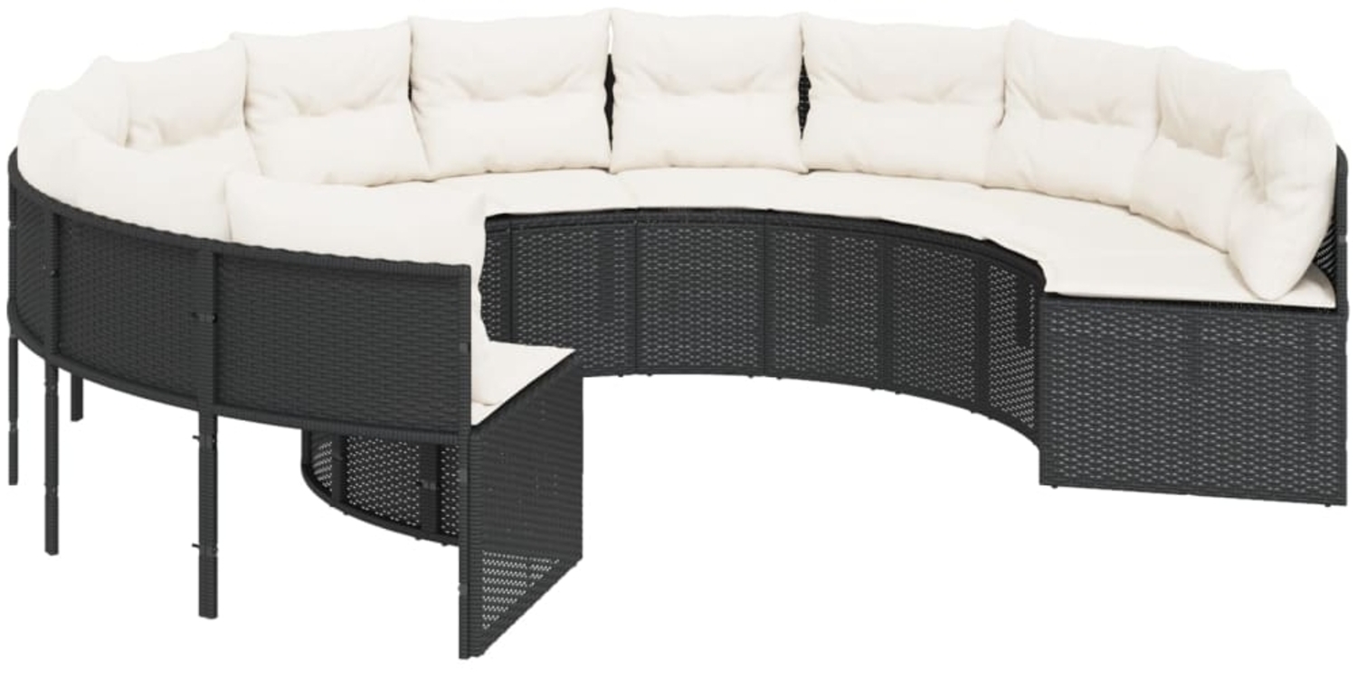 vidaXL Gartensofa mit Kissen Rund Schwarz Poly-Rattan 3318540 Bild 1