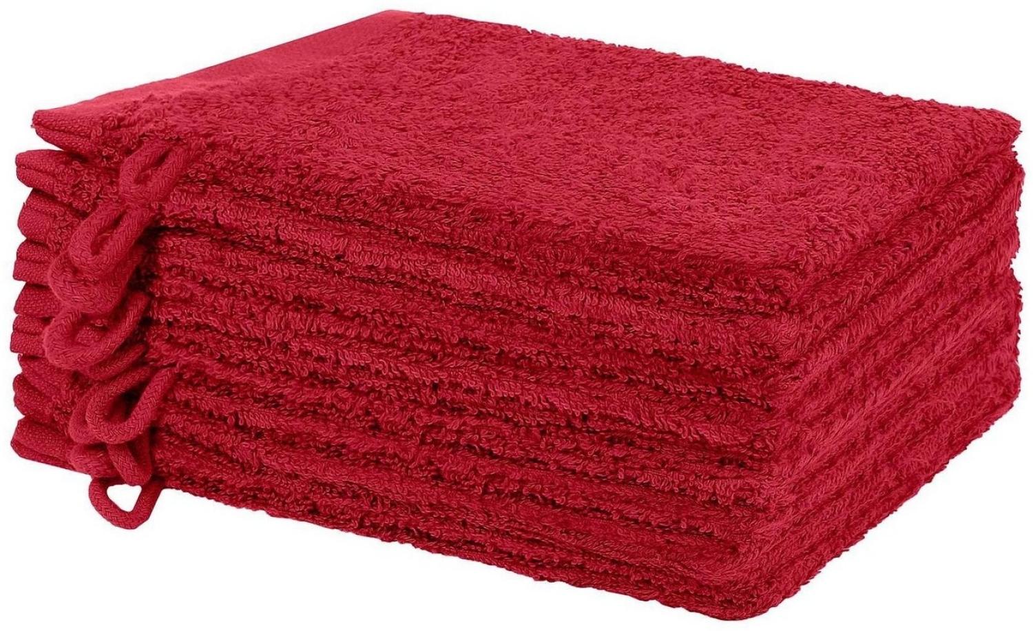 NatureMark Waschhandschuh Waschhandschuhe 500 gsm (10er-Set), 100% Baumwolle (10-St), Premium Frottier Waschhandschuhe, 15x21cm, Bordeaux rot Bild 1