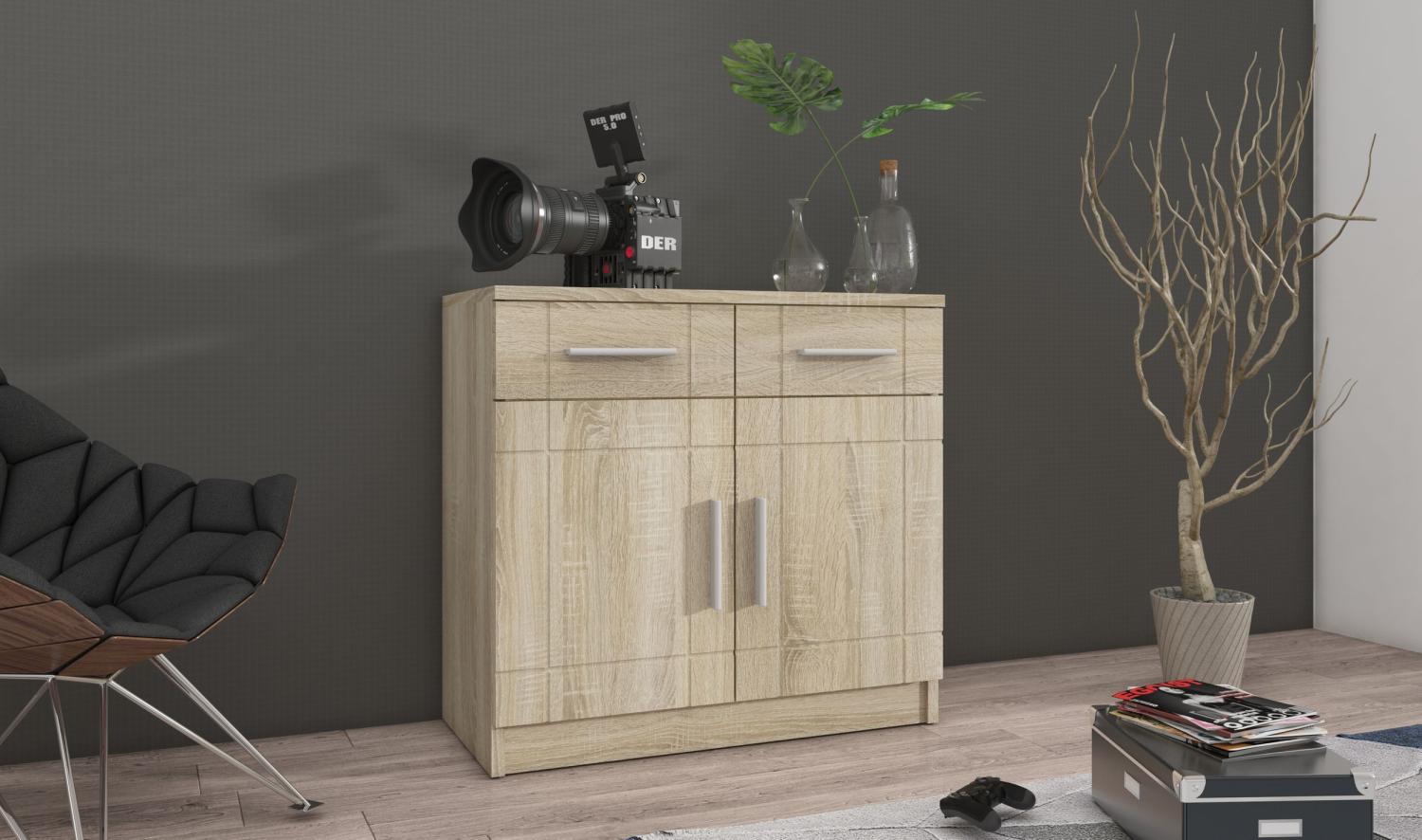 Kommode Sideboard PARIS 2F-2S Wohnwand Wohnzimmer Anbauwand Sonoma Eiche Bild 1