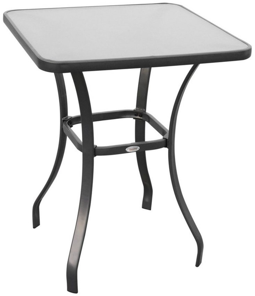 Outsunny Beistelltisch Hartglas+Metall Schwarz (Glastisch, 1-St, Bistrotisch), Hartglas+Metall Schwarz L68,5xB68,5xH84cm Bild 1