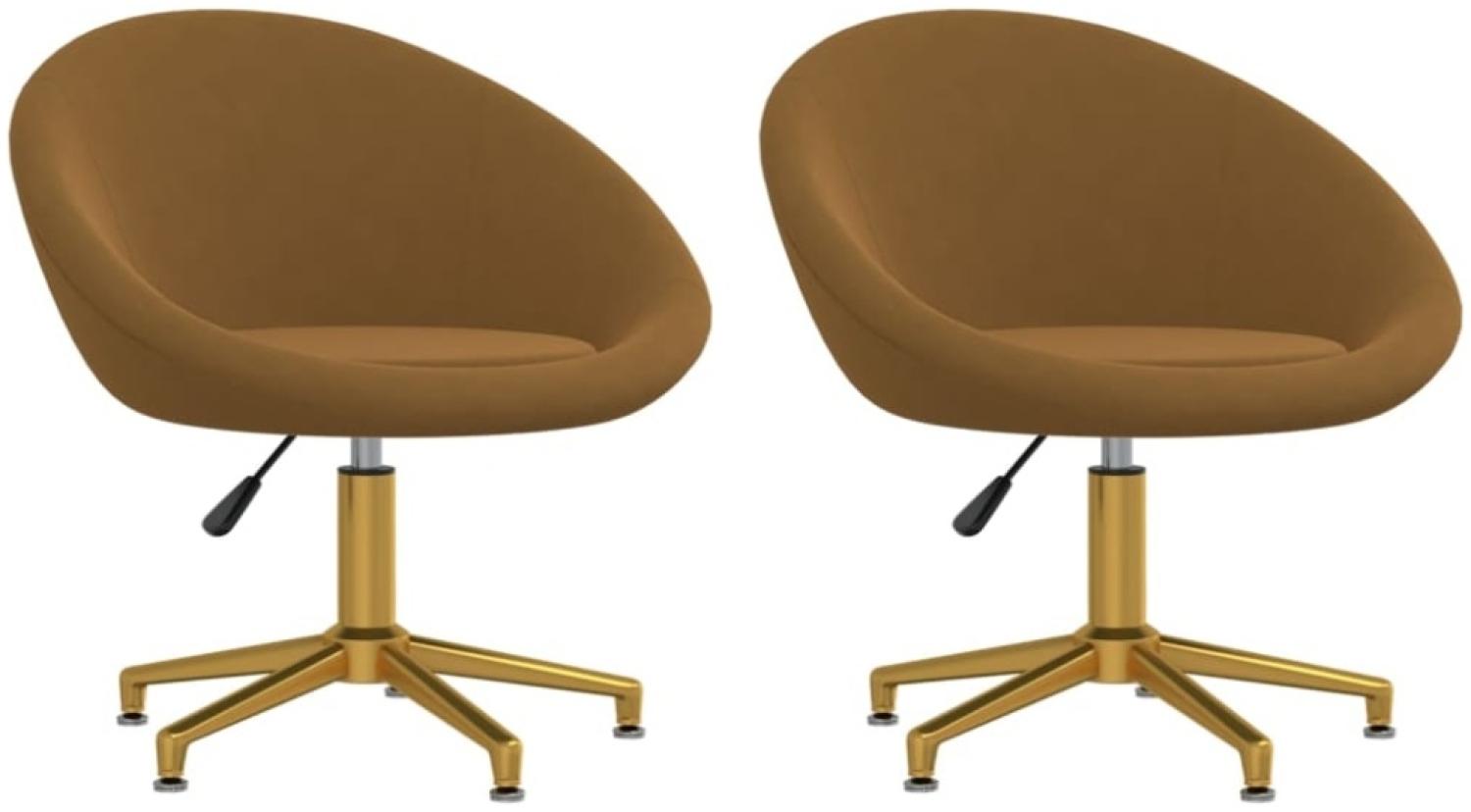 vidaXL Esszimmerstühle 2 Stk. Braun Samt [330482] Bild 1