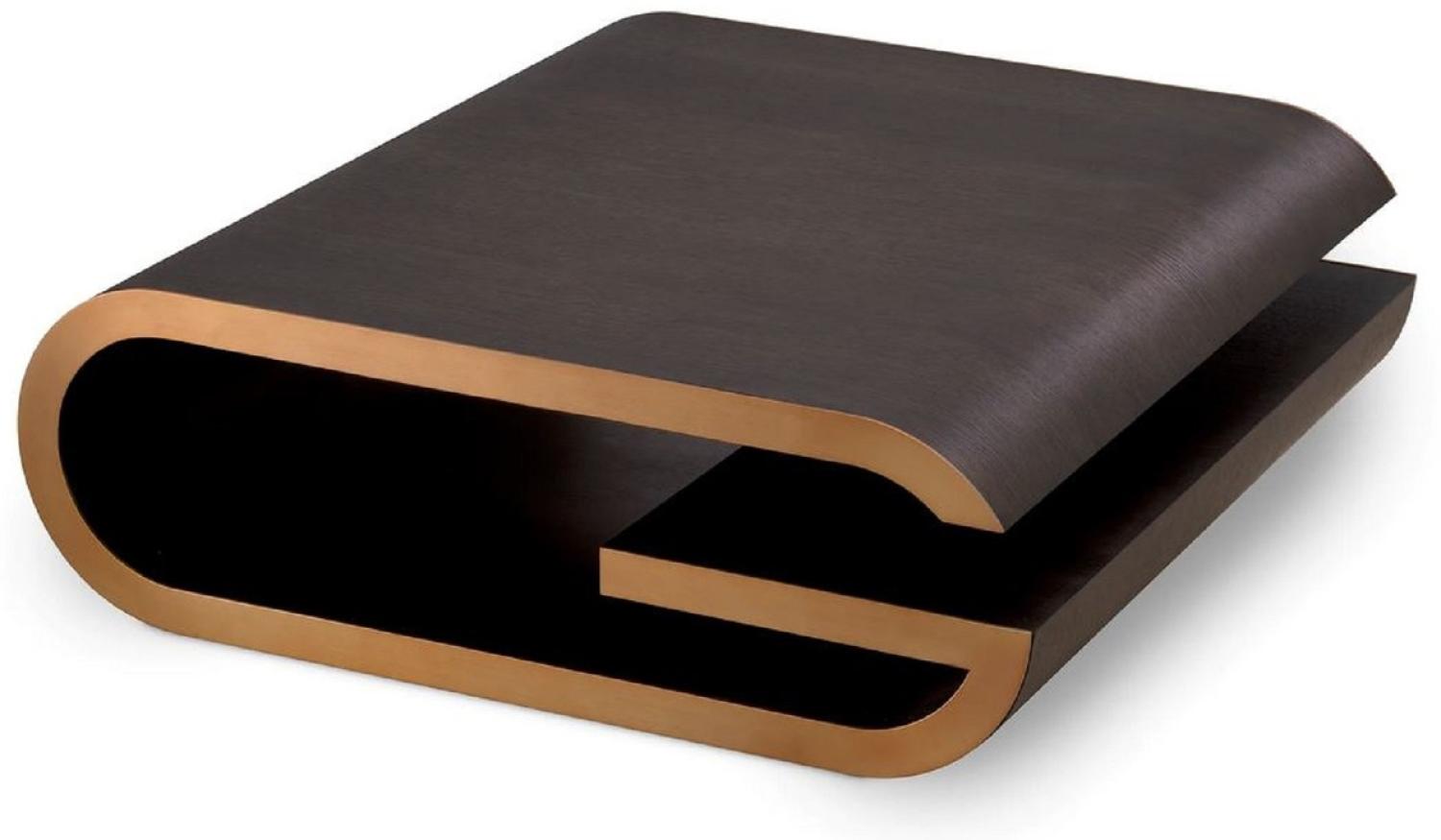 Casa Padrino Luxus Couchtisch Mokka / Messing 100 x 100 x H. 33 cm - Designer Wohnzimmertisch - Wohnzimmer Möbel - Luxus Möbel - Designer Möbel - Luxus Einrichtung - Designer Einrichtung Bild 1