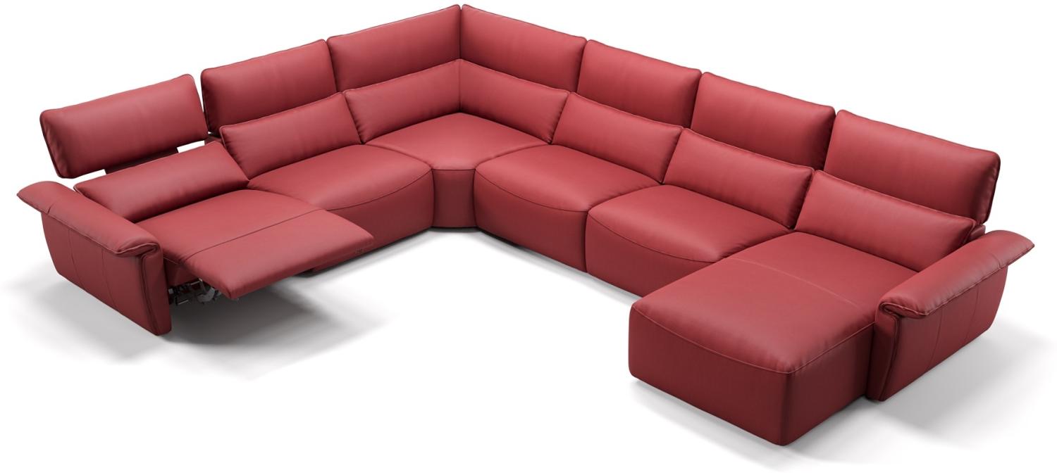 Sofanella Wohnlandschaft Merdia Ledersofa Eckcouch Sofa in Rot Bild 1