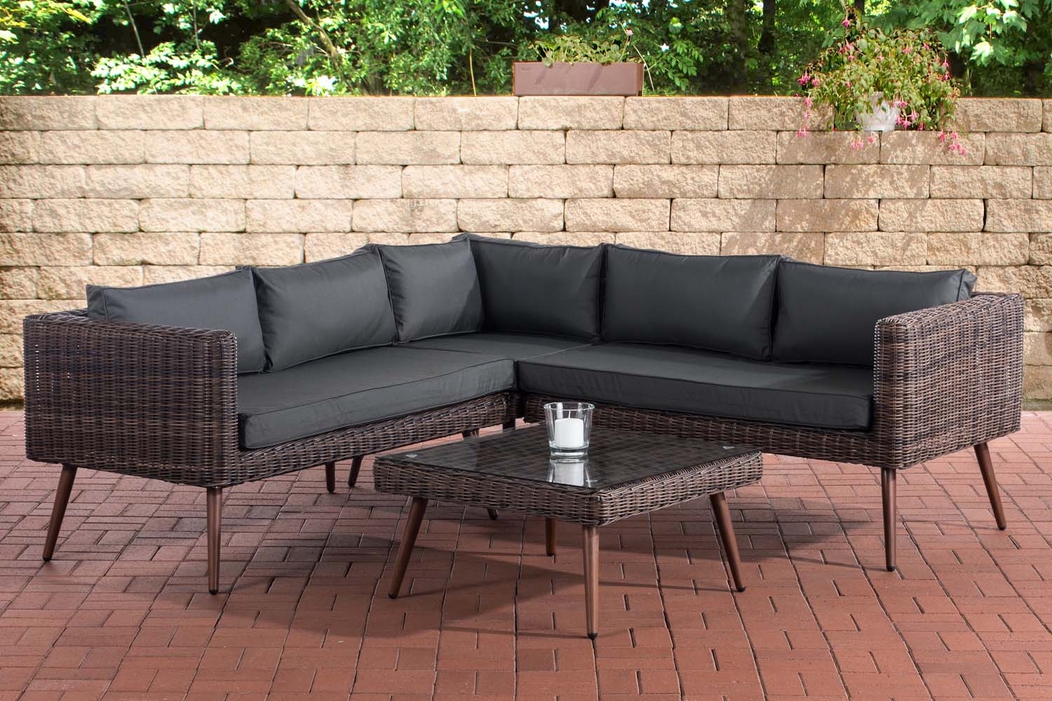 CLP Eck-Loungeset Molde Rundrattan braun-meliert,anthrazit 45 cm (Dunkelbraun) Bild 1