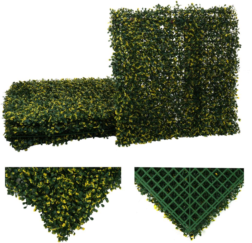 Wandfliese HWC-L78, Sichtschutz Windschutz Verkleidung für Terrasse/Balkon, 4x je 50x50cm = 1m² ~ Buchs grün-gelb Bild 1