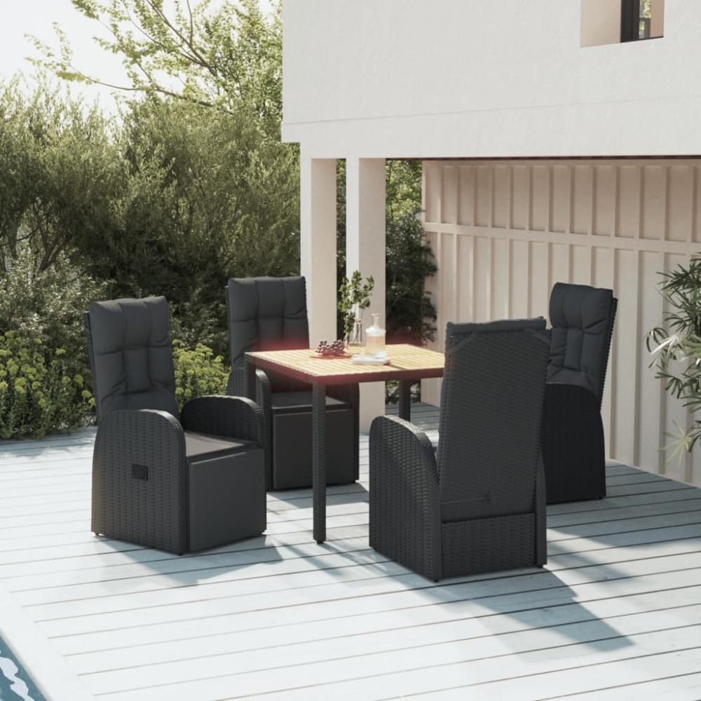 vidaXL 5-tlg. Garten-Essgruppe Schwarz Poly Rattan & Massivholz Akazie 3157607 Bild 1