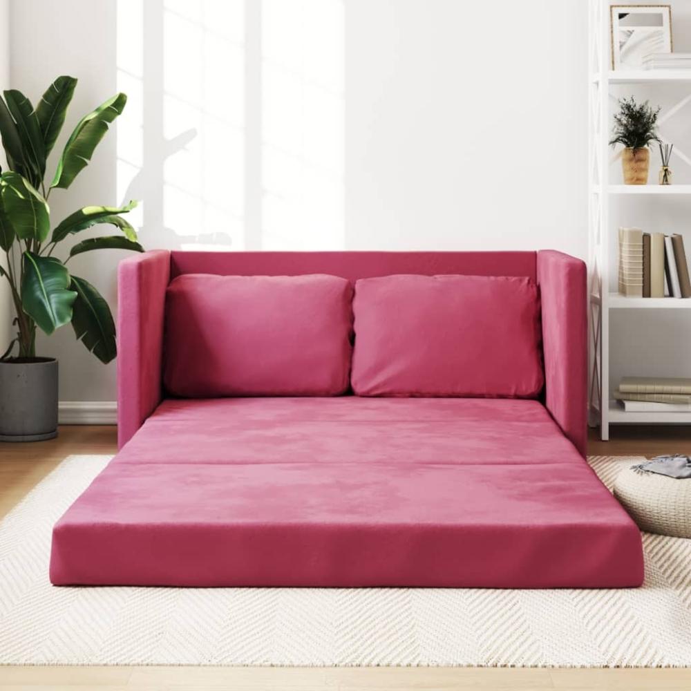 vidaXL Bodensofa mit Schlaffunktion Weinrot 122x204x55 cm Samt 353960 Bild 1