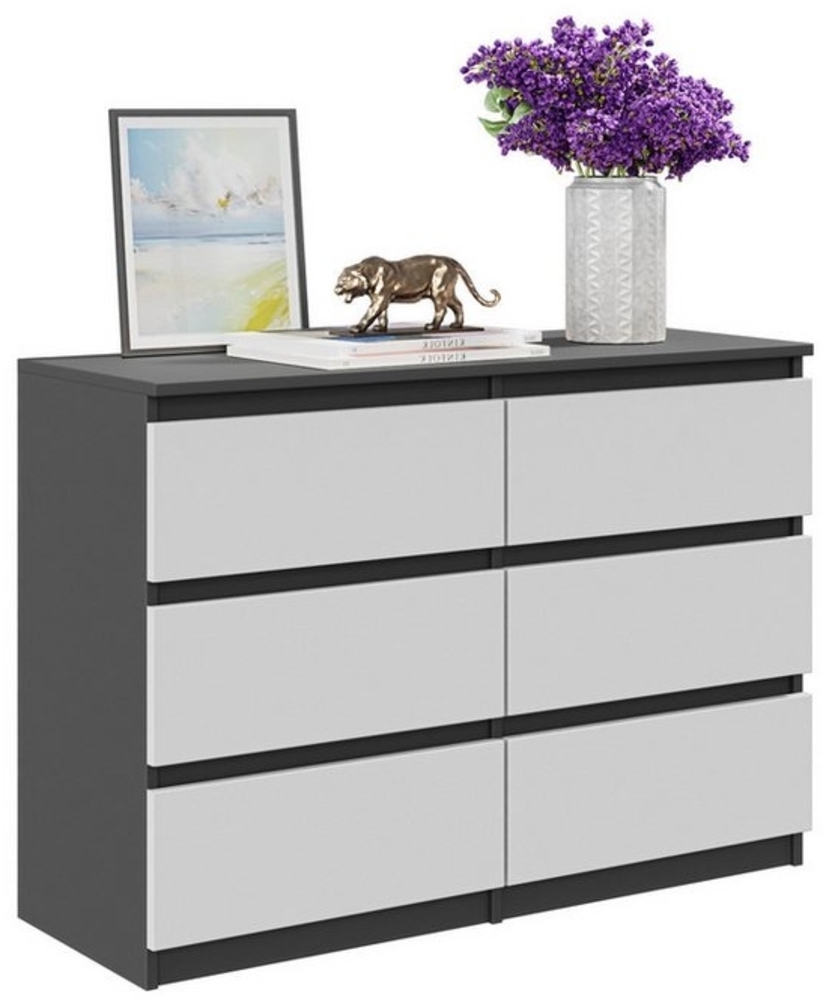 Furnica Kommode grifflose Schubladenkommode - Anthrazit Grau H70cm B100cm T33cm Bild 1