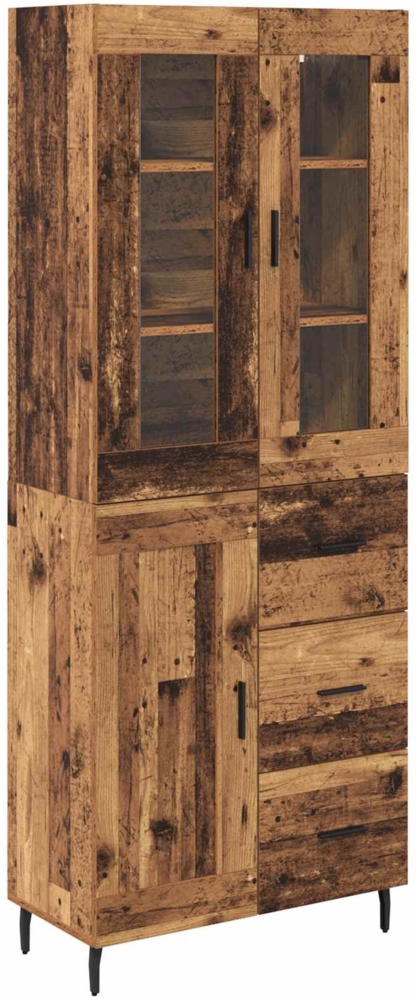 vidaXL Highboard mit Schubladen 2 pcs Altholz Engineered Wood und Glas 3415695 Bild 1