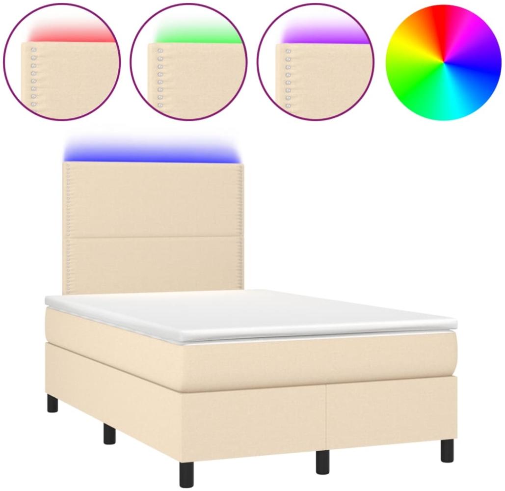 vidaXL Boxspringbett mit Matratze & LED Creme 120x190 cm Stoff 3270195 Bild 1