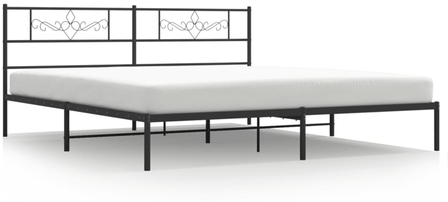vidaXL Bettgestell mit Kopfteil, Metall, Schwarz, 183x213 cm Bild 1