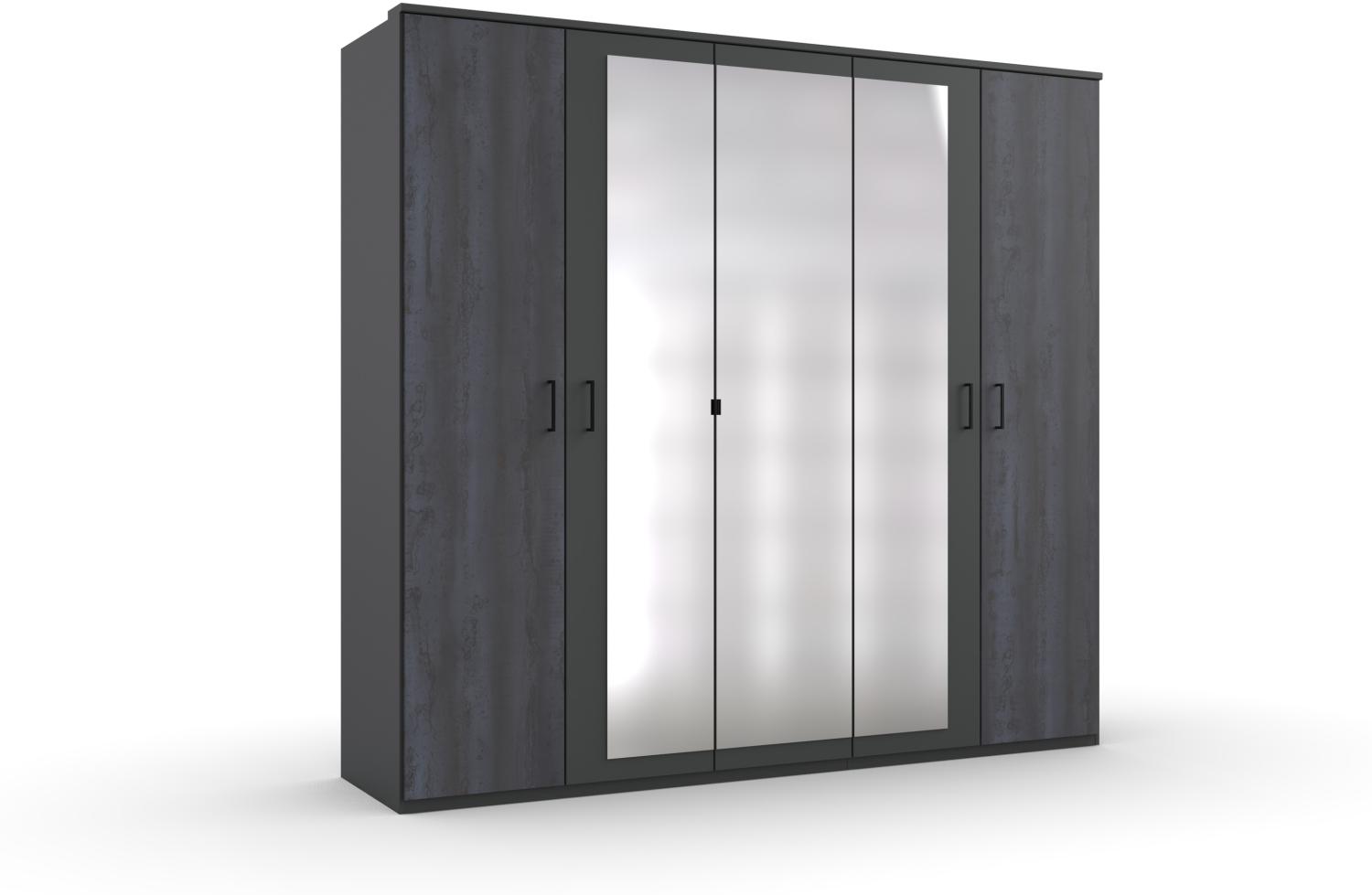 Drehtürenschrank >KOPENHAGEN< (BxHxT: 225x208x58 cm) GRAPHIT + DIGI STEEL OPTIK Bild 1