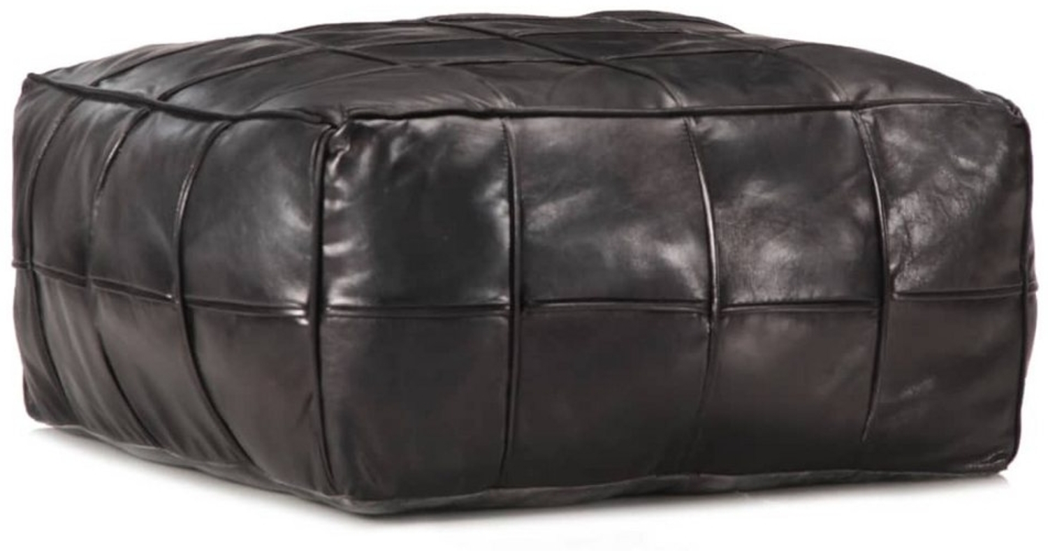 vidaXL Pouf Schwarz 60 x 60 x 30 cm Echtes Ziegenleder 248134 Bild 1