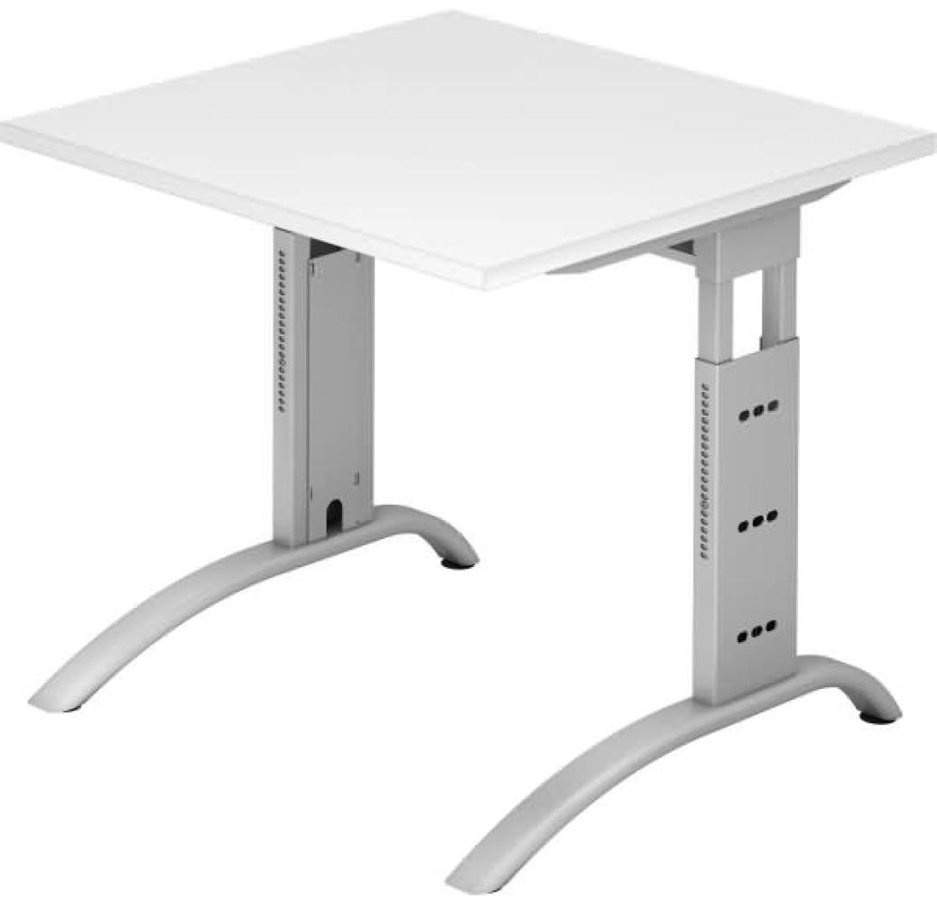 Schreibtisch FS08 C-Fuß 80x80cm Weiß Gestellfarbe: Silber Bild 1