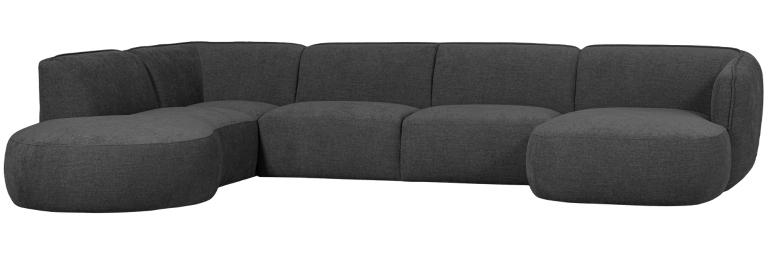 Sofa Polly U-Form aus Webstoff Links, Grau Bild 1