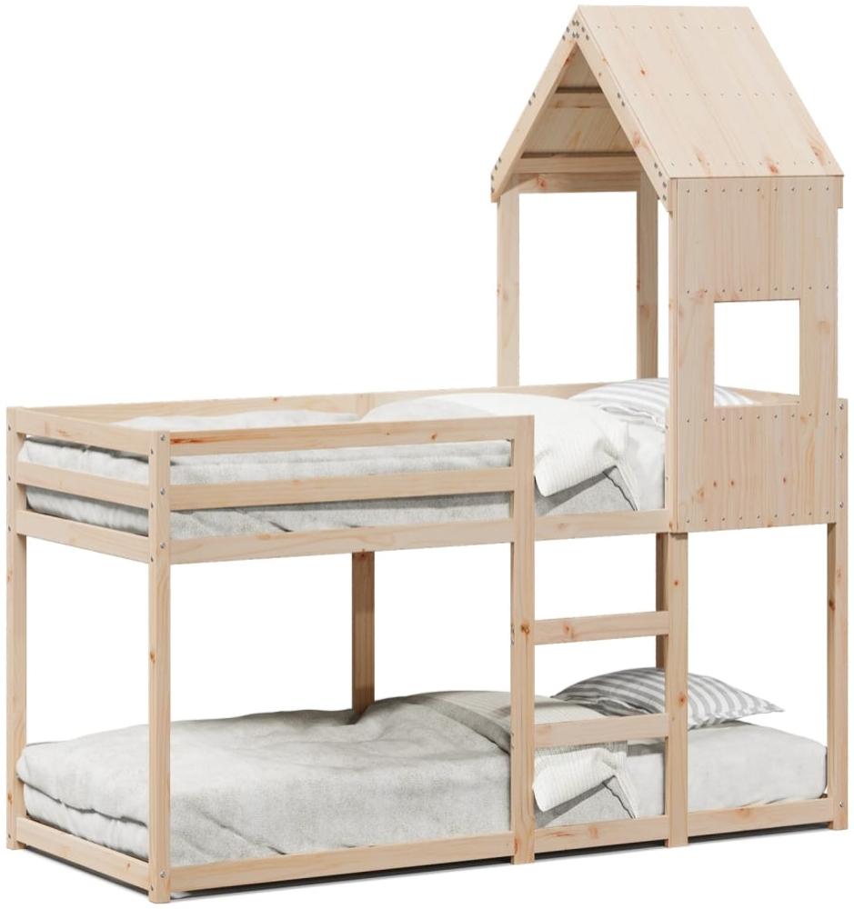 vidaXL Etagenbett mit Dach 75x190 cm Massivholz Kiefer 3282007 Bild 1