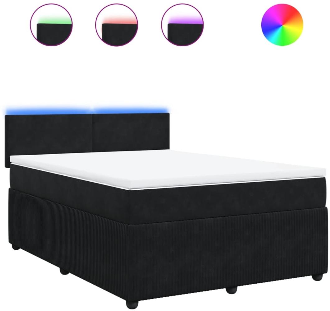 vidaXL Boxspringbett mit Matratze Schwarz 140x200 cm Samt 3290054 Bild 1