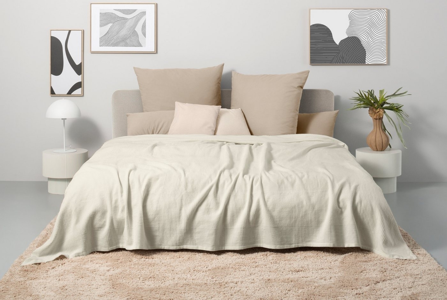 my home Tagesdecke Mira, leichte Tagesdecke aus 100% Baumwolle, uni Überwurf, ohne Füllung Bild 1