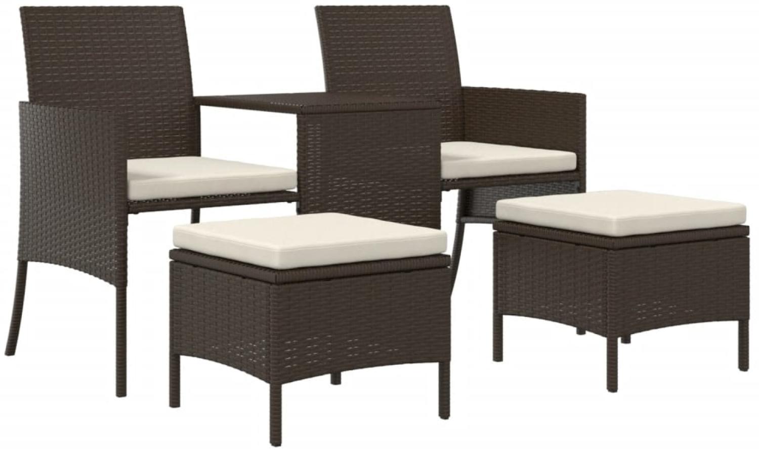 vidaXL 2-Sitzer-Gartensofa mit Tisch & Hocker Poly Rattan Braun 44451 Bild 1