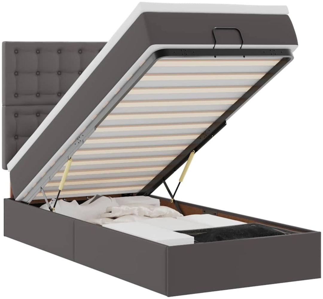 vidaXL Ottoman-Bett mit Matratze & LEDs Grau 100x200 cm Kunstleder 3313838 Bild 1