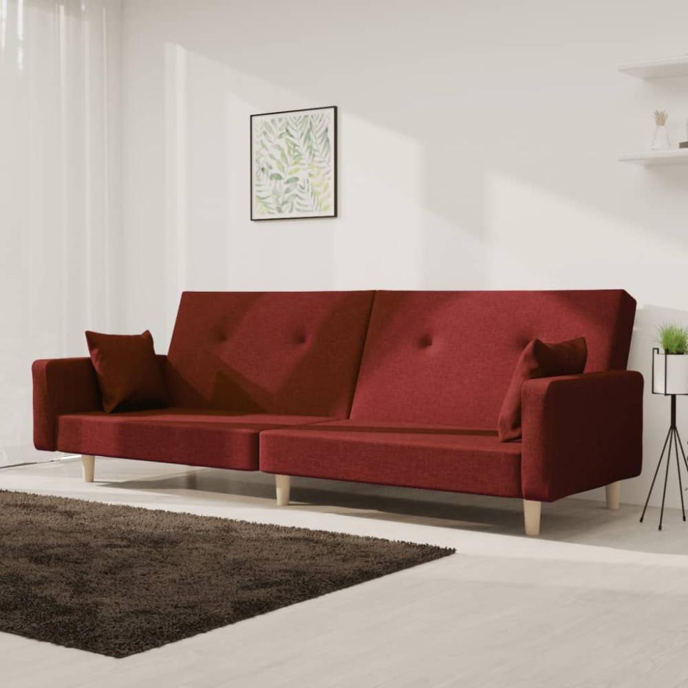 vidaXL Schlafsofa 2-Sitzer mit 2 Kissen, Weinrot Bild 1