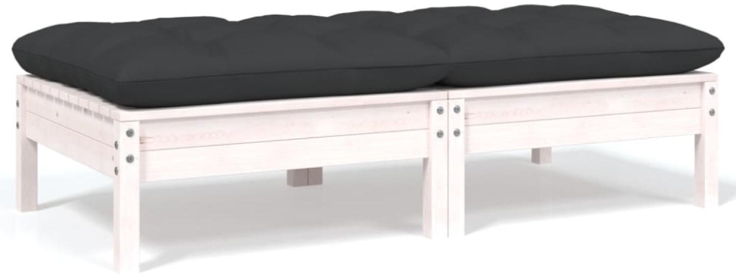 vidaXL 2-Sitzer-Gartensofa mit Kissen Weiß Massivholz Kiefer 806659 Bild 1