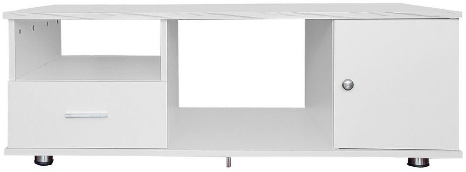 Refined Living Couchtisch Moderner LED-Couchtisch Wohnzimmertisch Sofatische, Beistelltische (mit großen Stauraum und Schublade, 1-St, 2 Schubladen,2 Türen, 110*38,8*55cm, mit hochglänzender Platte in Marmoroptik Modernes Design), mit App-gesteuerte LE... Bild 1